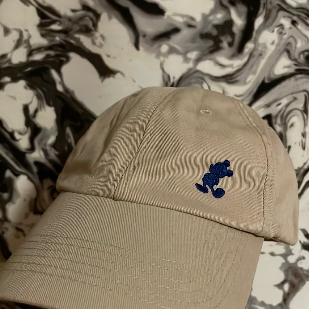 Disney Parks khaki hat with little blue mickey mouse embroidered - size adult